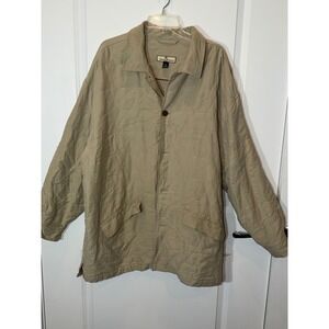 Tommy Bahama Mens Quilted Silk Jacket Tan XXL Full Zip Casual Outerwear